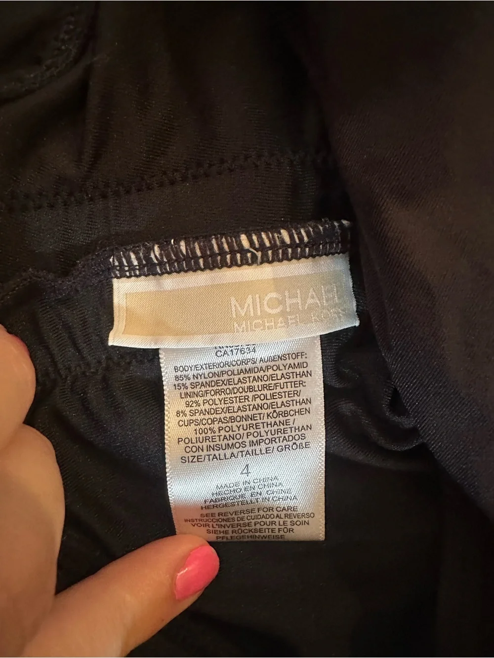 Michael Kors Black One-Shoulder Swim Top with Cutout